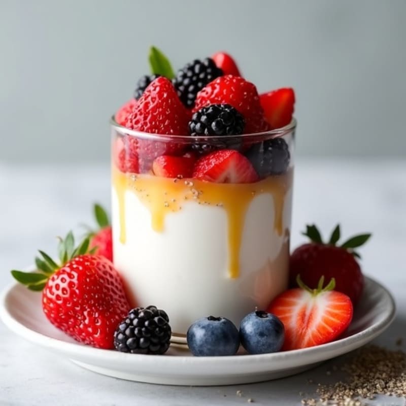 Greek Yogurt Parfait with Fresh Berries and Chia Seeds