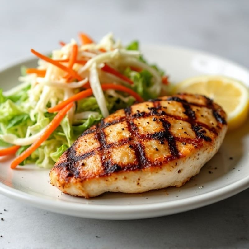 Grilled Chicken Breast with Crunchy Cabbage Slaw