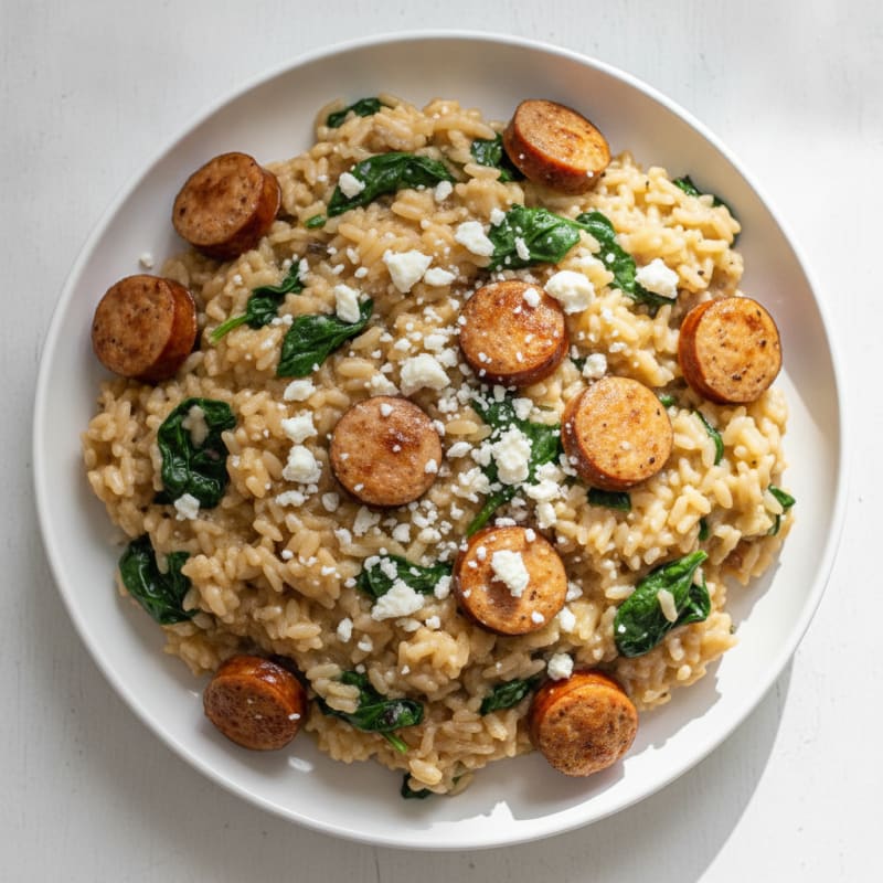 Spinach Feta Sausage Risotto