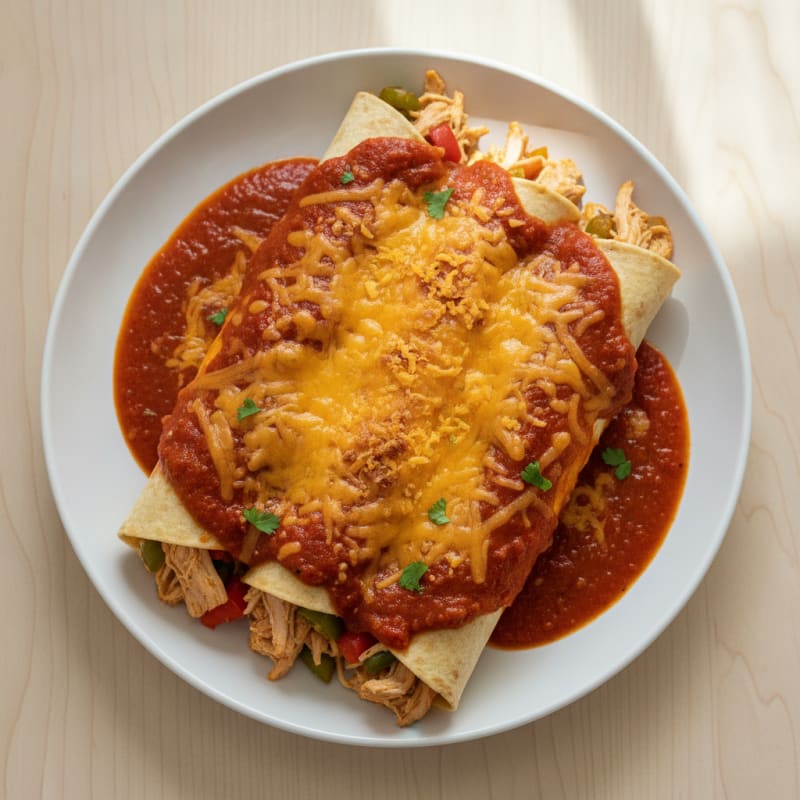Chicken Enchiladas with Red Chili Sauce