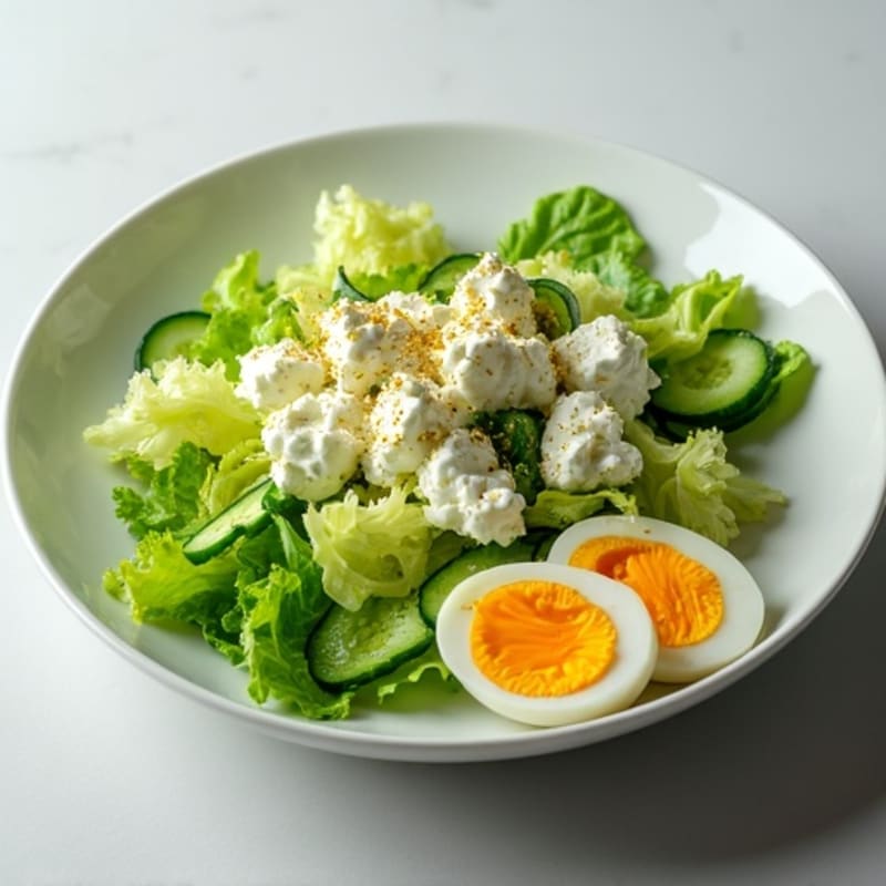 Crunchy Romaine Salad with Cottage Cheese and Cucumber
