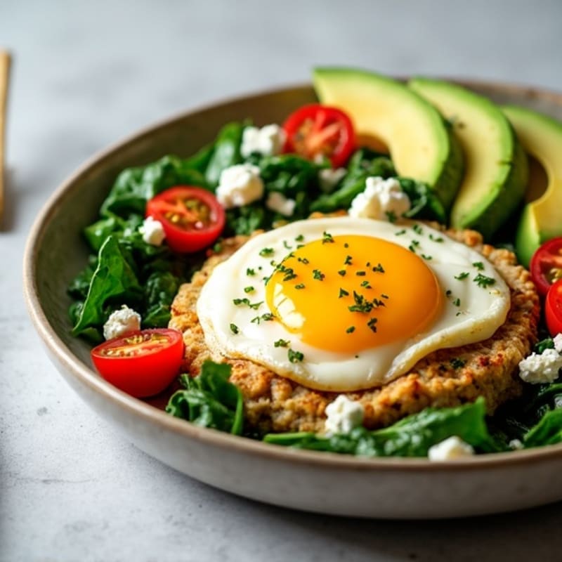 Egg White and Turkey Sausage Scramble with Sautéed Spinach