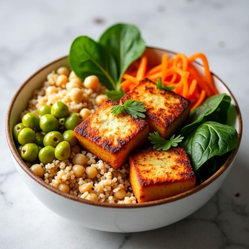 Crispy Baked Tofu with Quinoa Buddha Bowl
