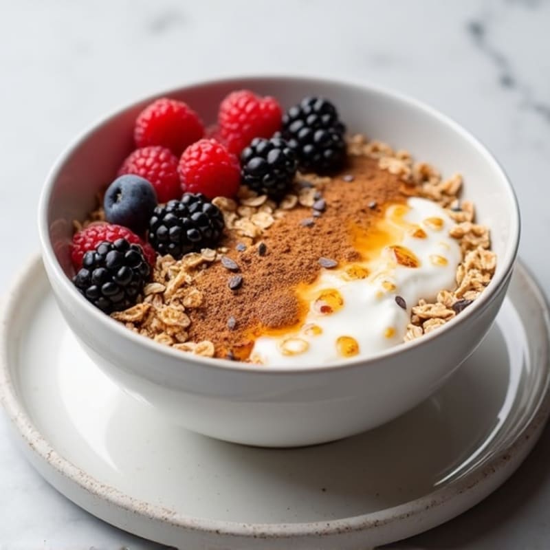 Cinnamon-Spiced Berry Protein Oatmeal Bowl