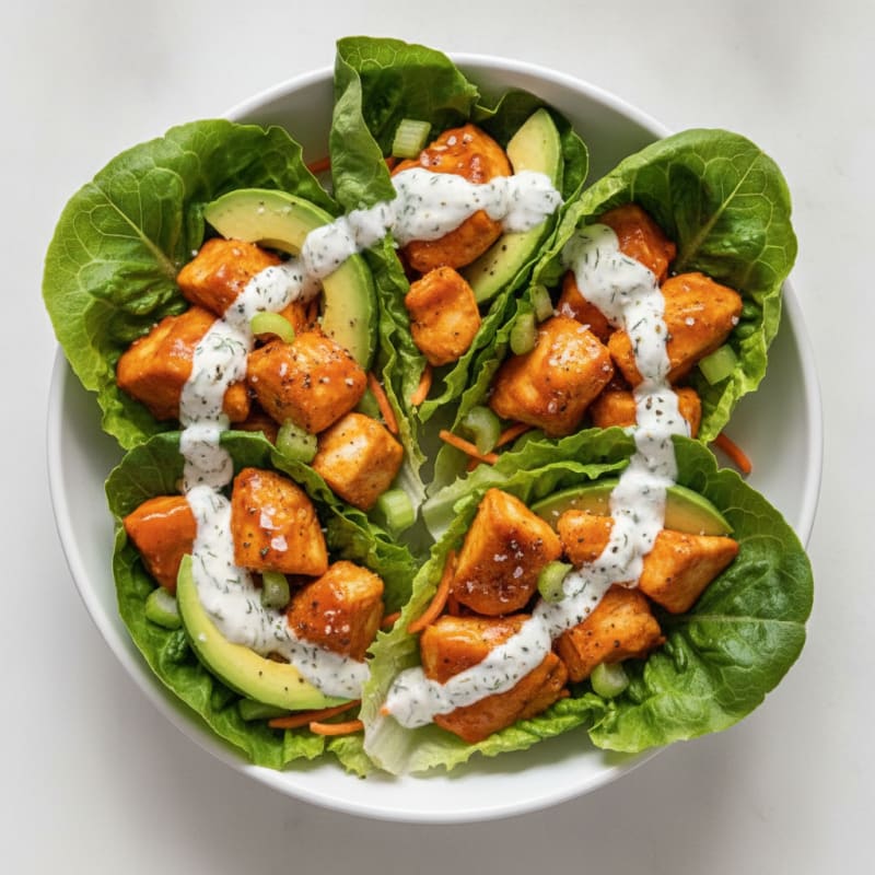 Buffalo Ranch Chicken Lettuce Wraps