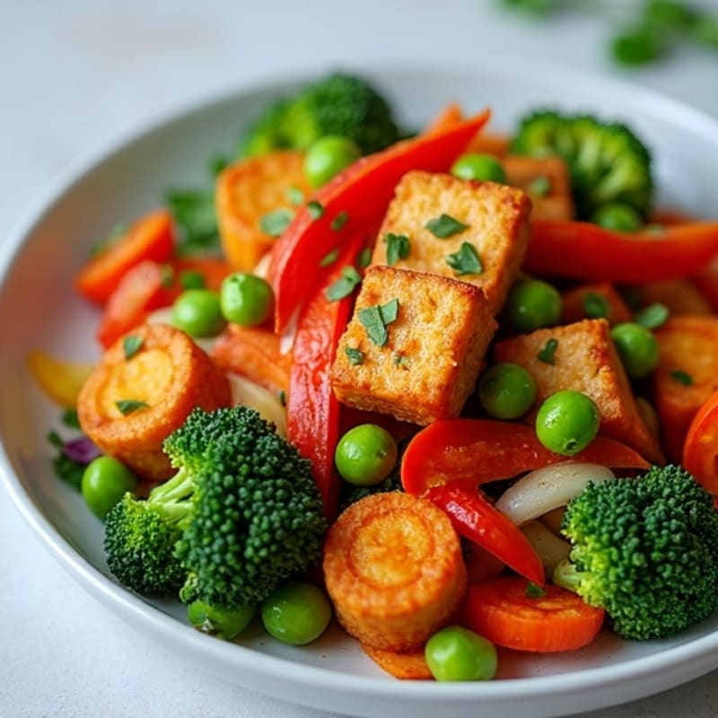Crispy Maple Glazed Tempeh and Vegetable Stir-Fry