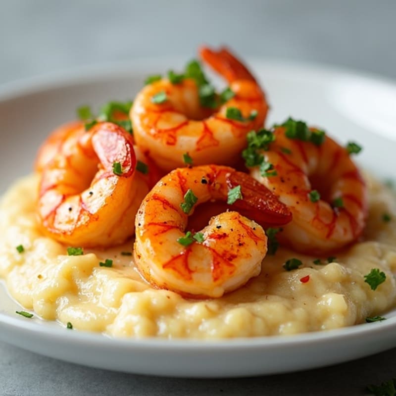 Spicy Pan-Seared Shrimp with Creamy Grits