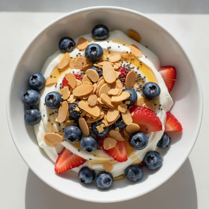 Creamy Greek Yogurt Parfait with Berries and Almonds