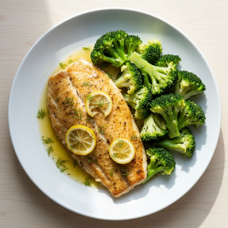 Lemon Herb Tilapia with Steamed Broccoli