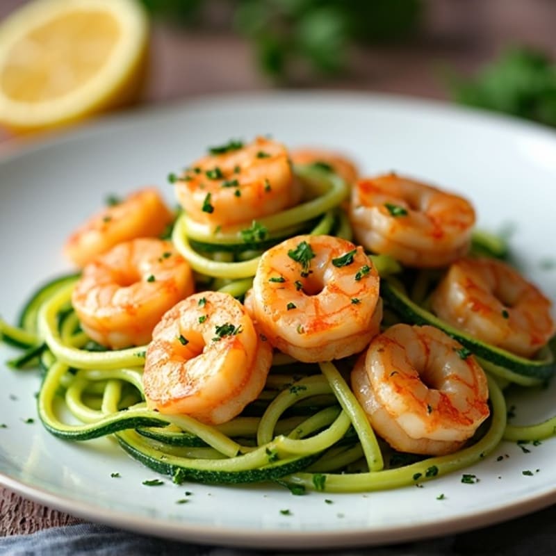 Pan-Seared Garlic Butter Shrimp with Zucchini Noodles