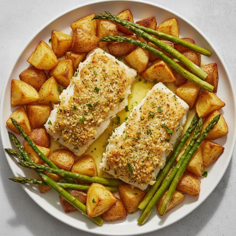 Lemon-Herb Baked Cod with Roasted Potatoes
