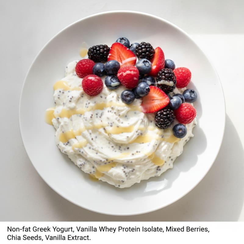 Silky Greek Yogurt Protein Pudding with Mixed Berries