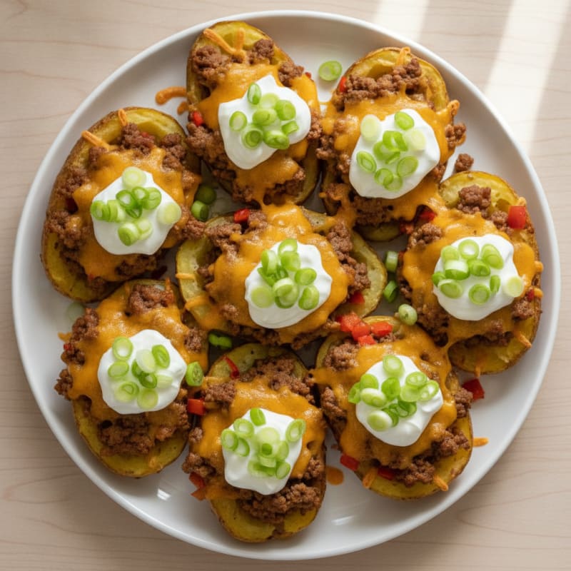 Loaded Ground Beef Potato Skins