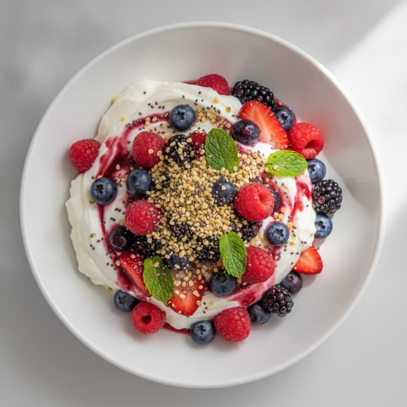 Greek Yogurt Protein Parfait with Mixed Berries