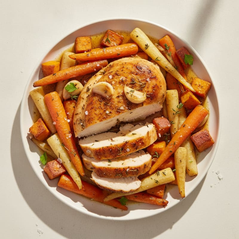 Garlic Herb Roasted Chicken with Root Vegetables