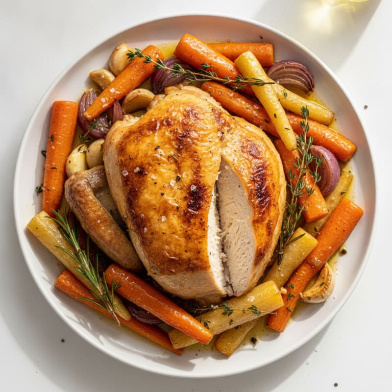 Garlic Herb Roasted Chicken with Root Vegetables
