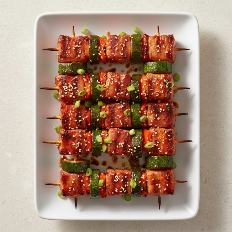 Spicy Gochujang Pork Belly Skewers