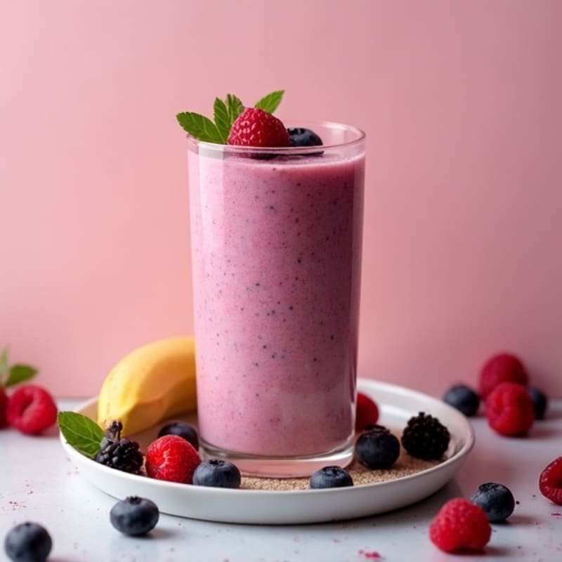 Silken Tofu Protein Smoothie with Chia and Berries