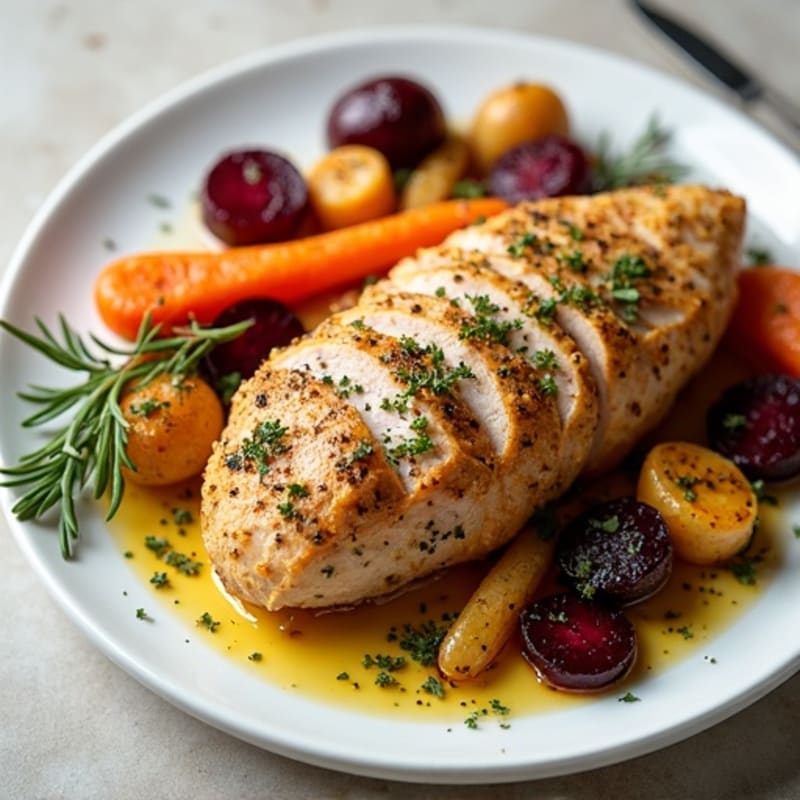Herb-Crusted Turkey Breast with Roasted Root Vegetables