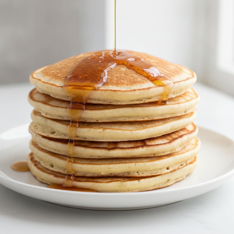Fluffy Buttermilk Pancakes with Maple Syrup