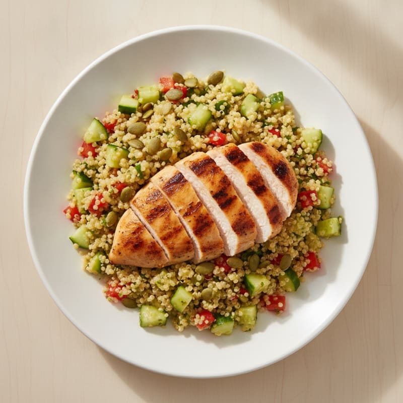 Grilled Chicken Breast with Crunchy Quinoa Salad