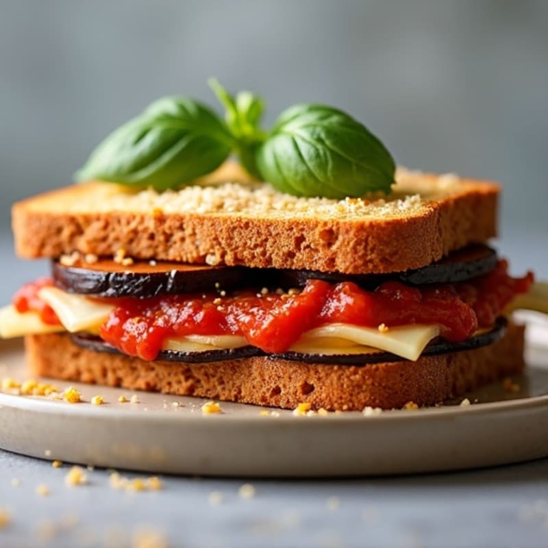 Crispy Baked Eggplant Parmesan Sandwich