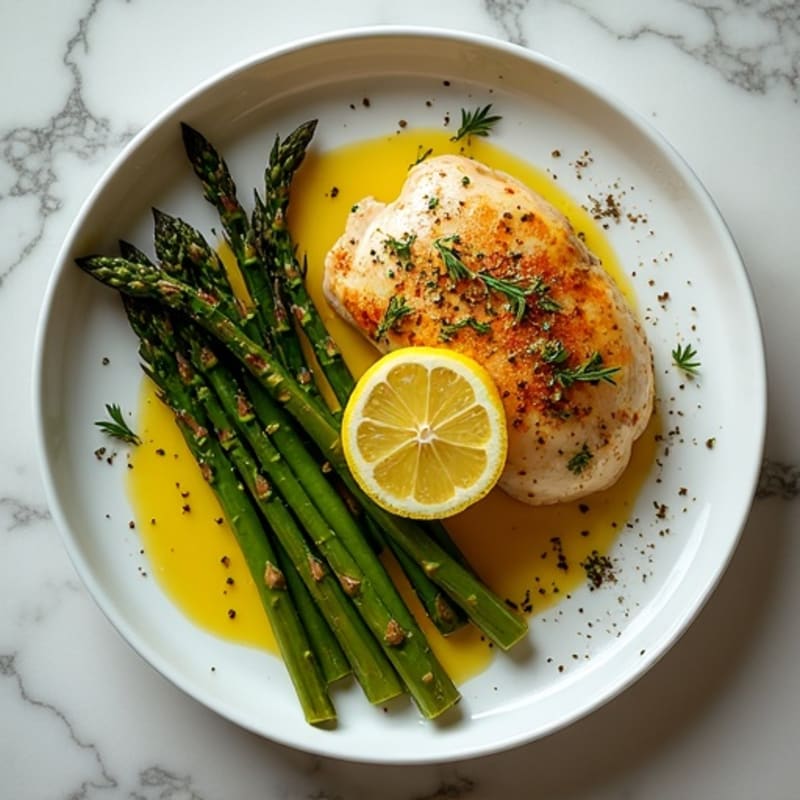 Sheet Pan Lemon Herb Roasted Chicken and Crispy Asparagus