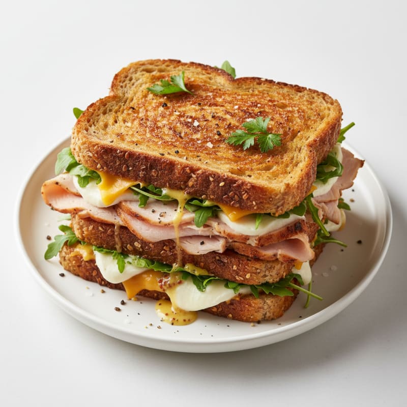 Golden Crispy Triple-Decker Grilled Cheese