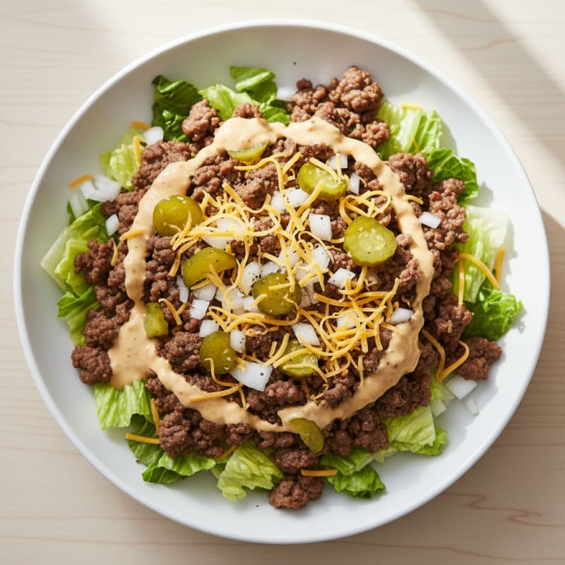 Crispy Ground Beef Big Mac Bowl