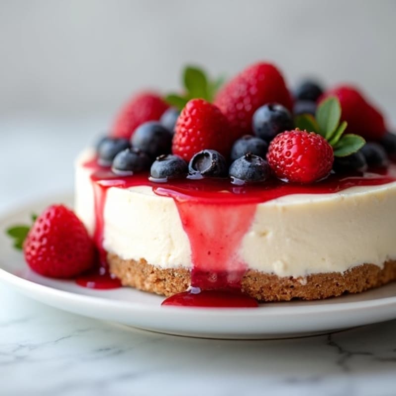 Creamy Greek Yogurt Protein Cheesecake with Mixed Berries