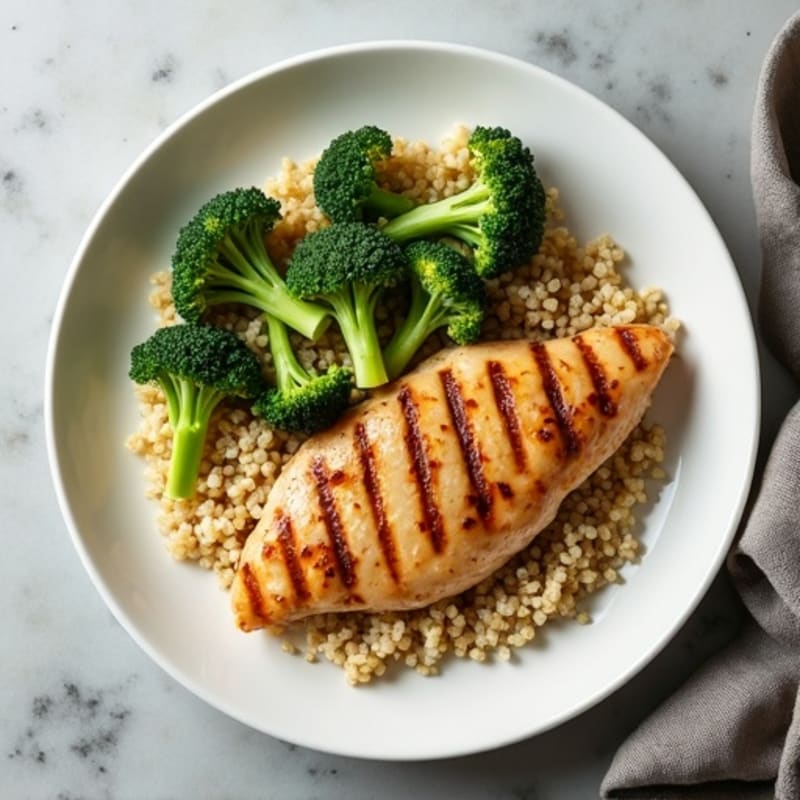 Grilled Chicken Breast with Roasted Broccoli and Quinoa