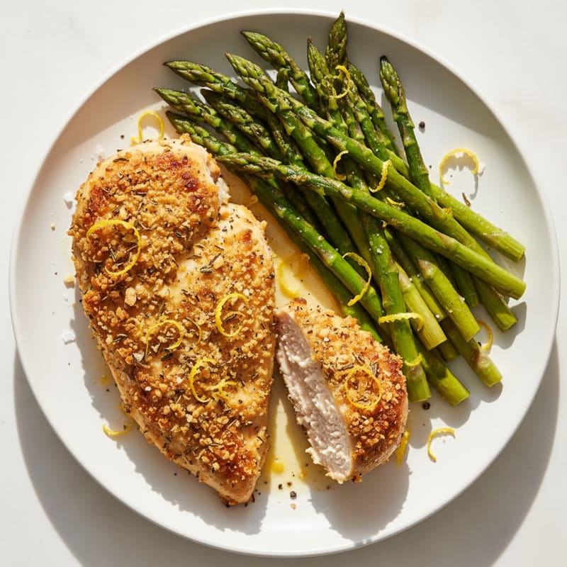 Crispy Lemon Herb Chicken with Roasted Asparagus