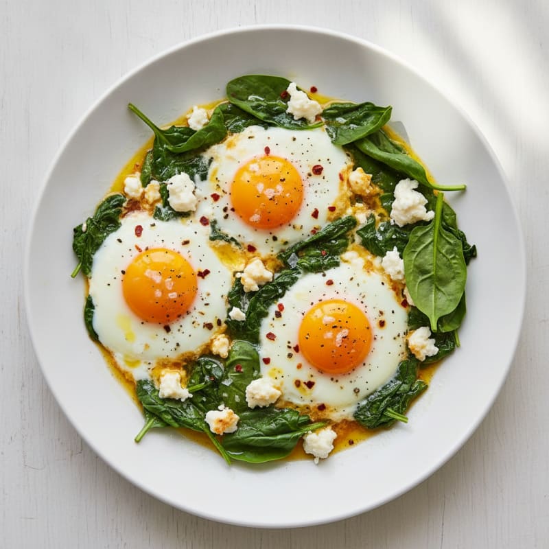 Baked Eggs with Spinach and Feta