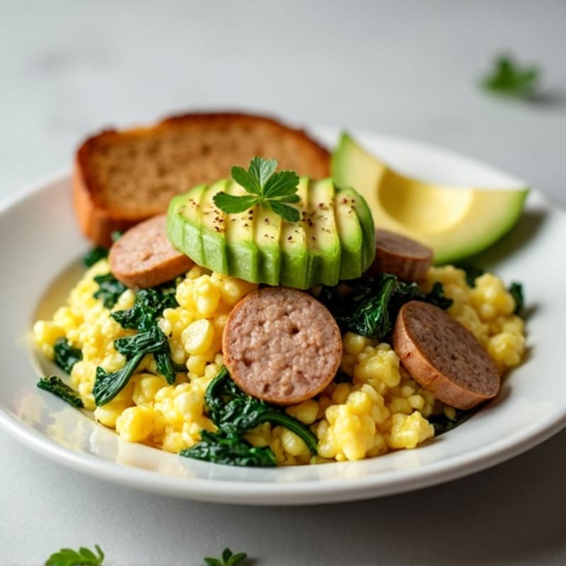 Egg White Scramble with Spinach and Turkey Sausage