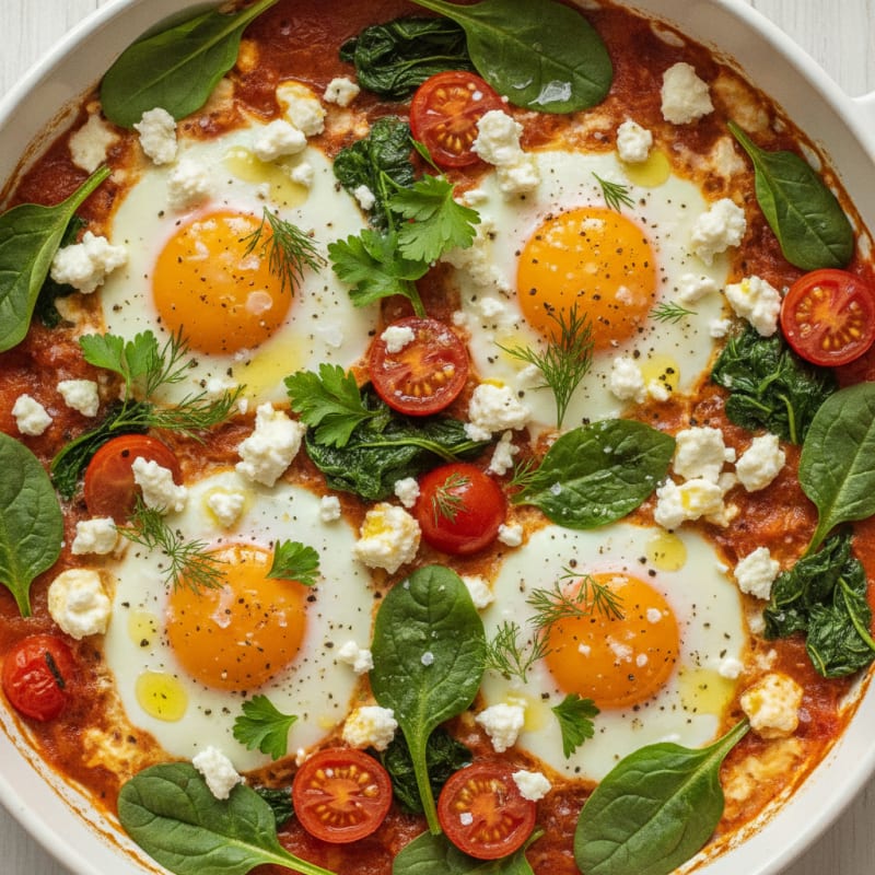 Baked Eggs with Feta and Herbs