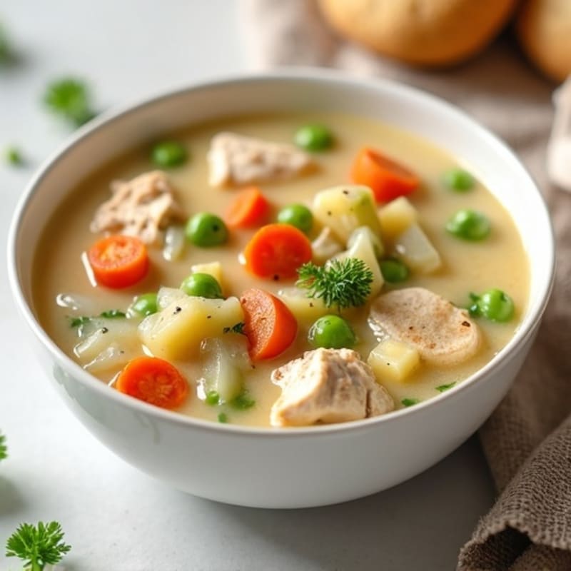 Creamy Chicken and Vegetable Stew with Light Whole Wheat Dumplings