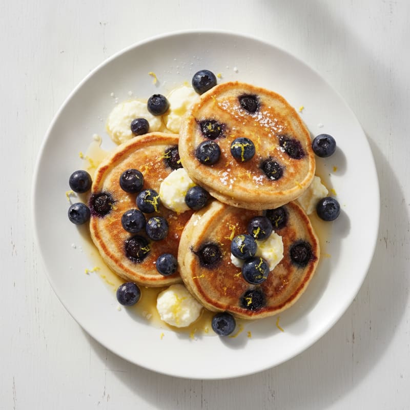 Blueberry Ricotta Pancakes with Lemon Zest