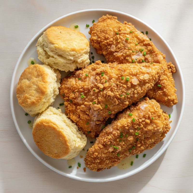 Buttermilk Fried Chicken with Fluffy Biscuits