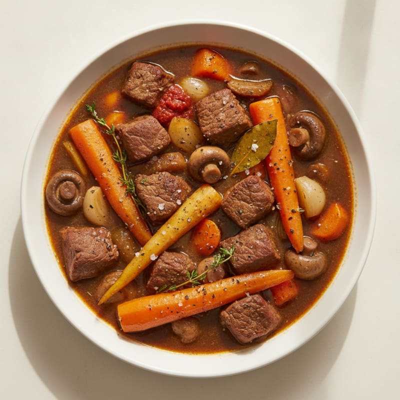 Beef Bourguignon with Root Vegetables