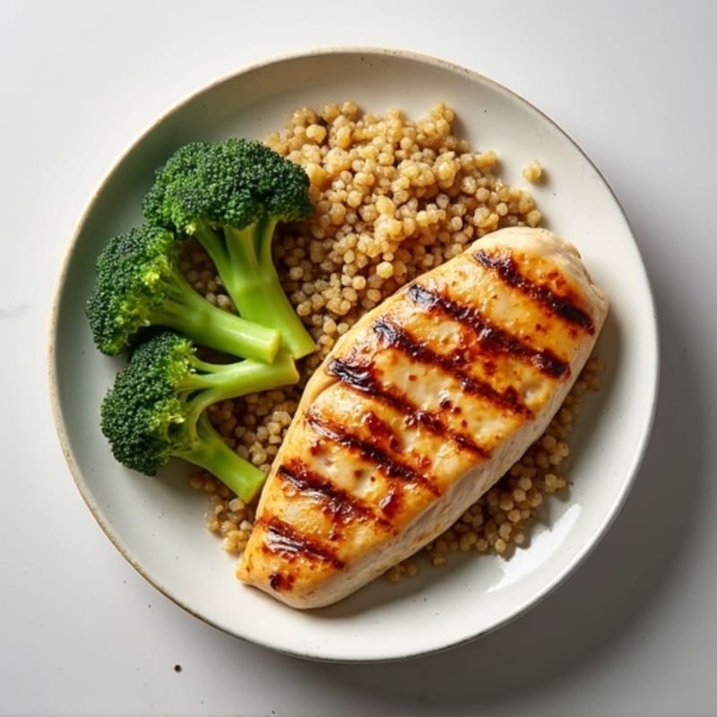 Grilled Chicken Breast with Quinoa and Steamed Broccoli