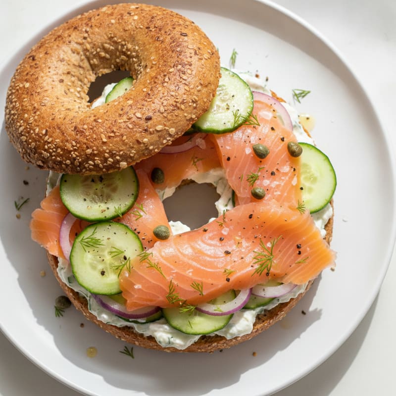 High-Protein Smoked Salmon Sprouted Bagel