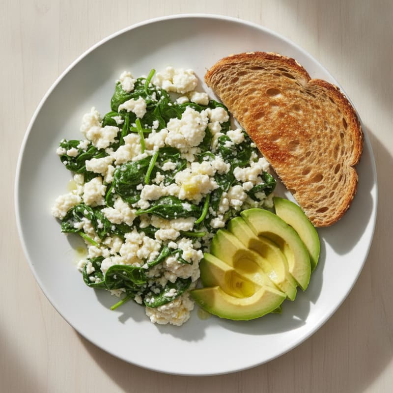 Egg White and Cottage Cheese Scramble with Spinach