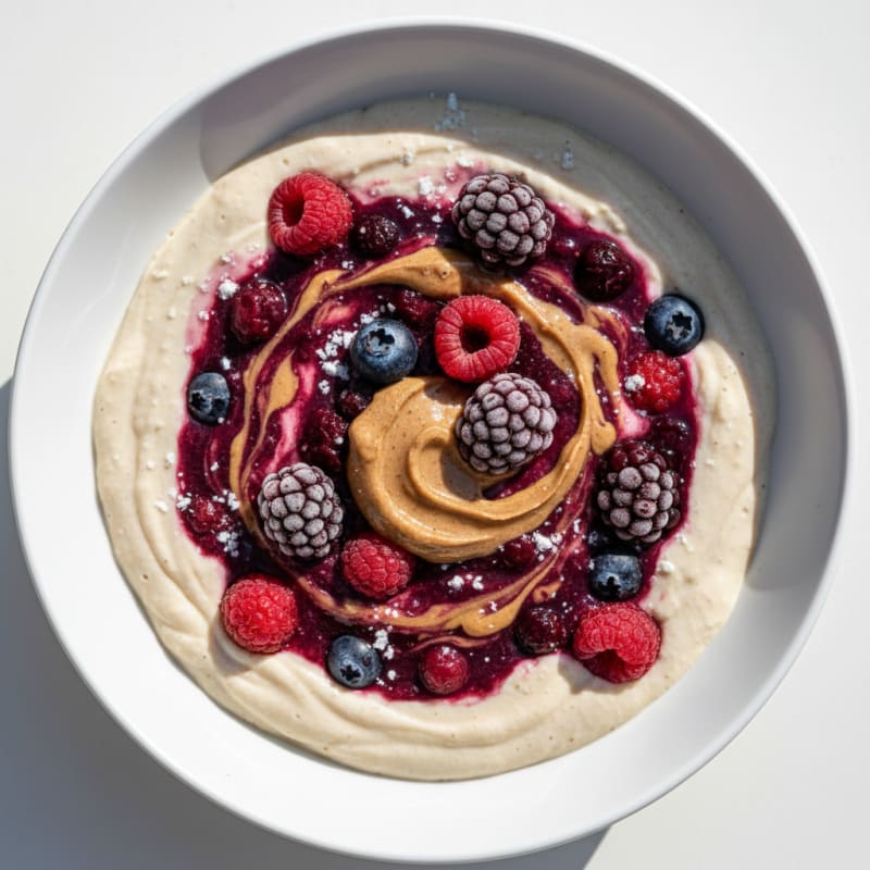 Silky Tofu Protein Smoothie with Berries and Almond Butter