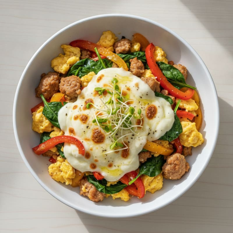 Turkey Sausage and Spinach Scramble