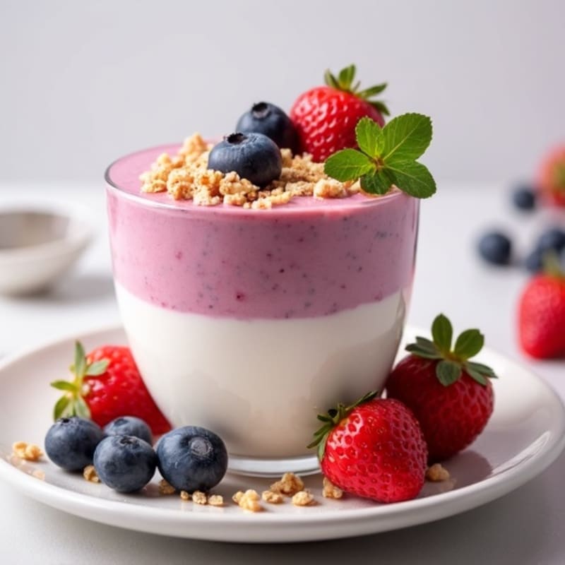 Greek Yogurt Protein Mousse with Mixed Berries