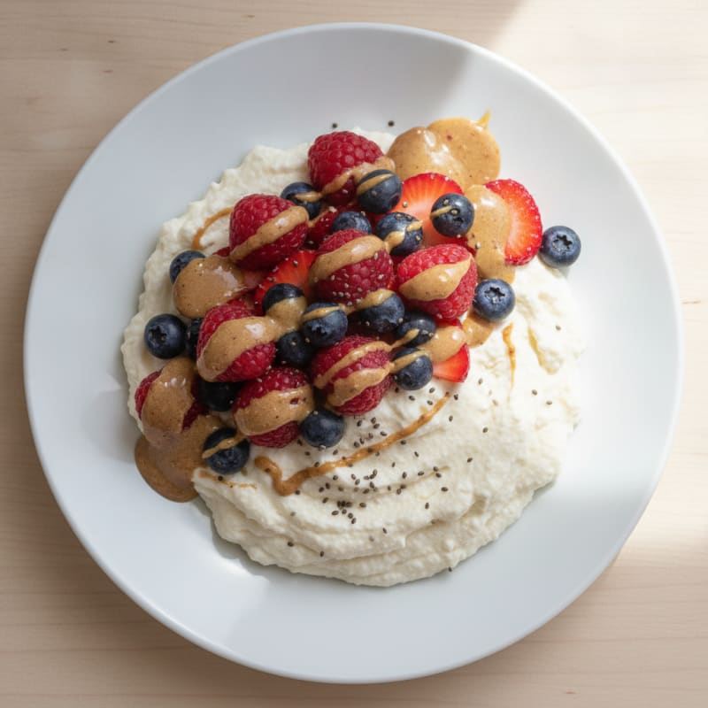 Silky Greek Yogurt Protein Mousse with Mixed Berries