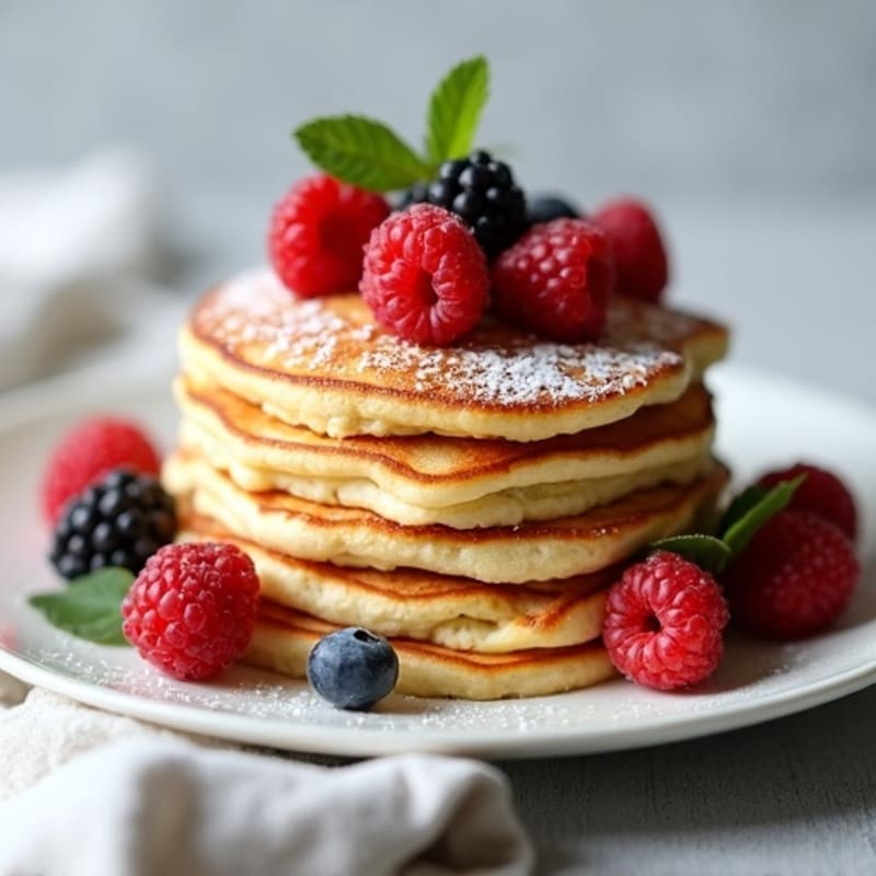 High-Protein Fluffy Shredded Pancake with Fresh Berries