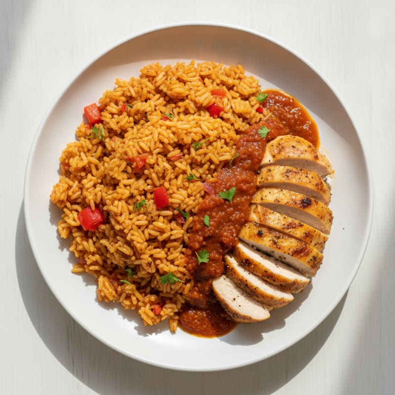 Jollof Rice with Roasted Chicken
