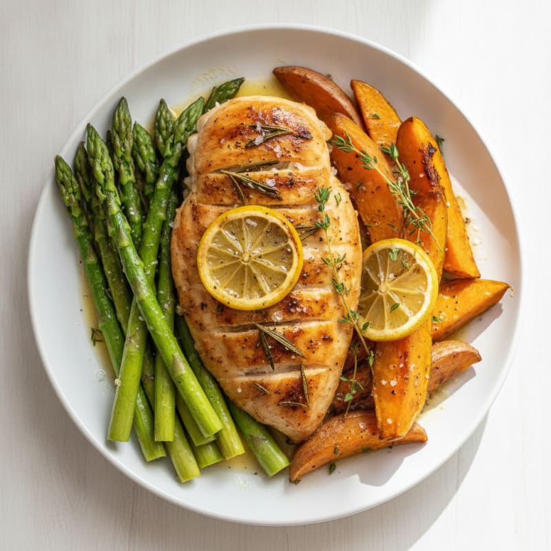 Lemon Herb Roasted Chicken with Asparagus