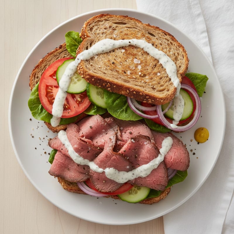 Roast Beef Sandwich with Garden Vegetables